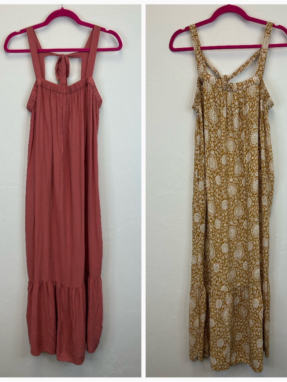 Bundle of 2 Maxi Dresses Boho Hippie Size L Pockets Flowy‎ Prairie Cottagecore